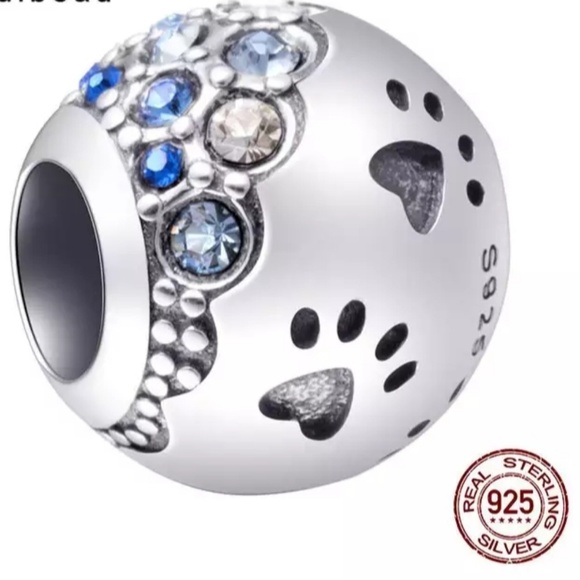 Pave paw print with crystals charm. - Picture 5 of 8